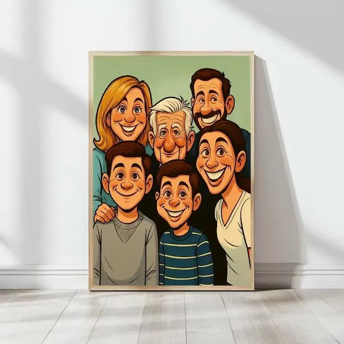 Affiche de dessin animé familial personnalisée