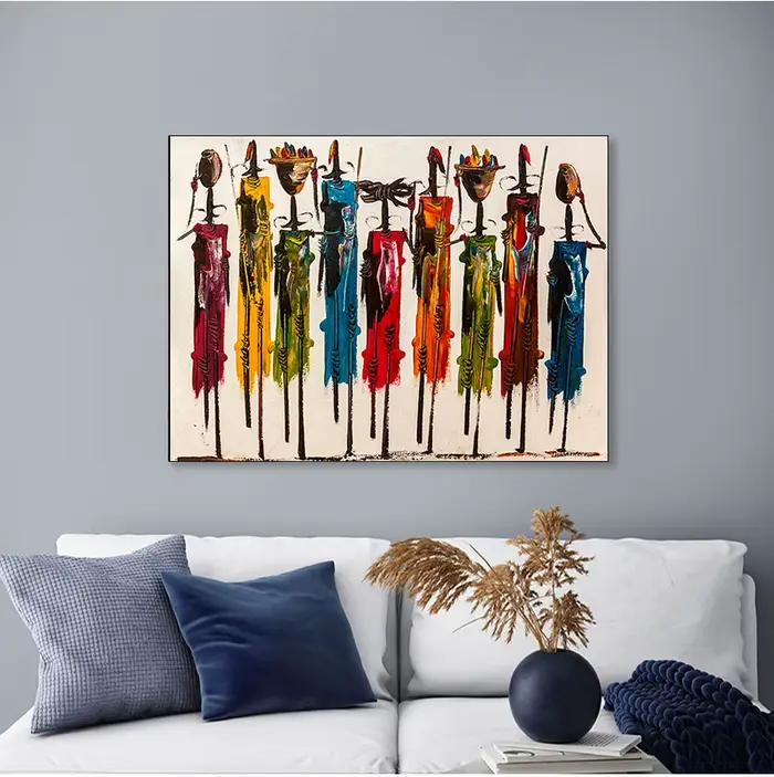Peinture à l'huile abstraite de femme africaine sur toile