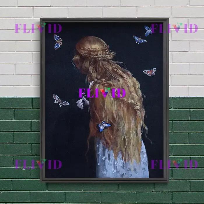 Peinture sur toile d'art mural de Portrait de femme victorienne surréaliste foncée