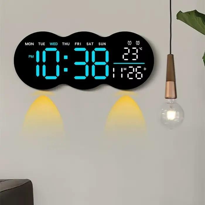 G6KF – horloge murale numérique LED, Design en forme nuage, avec télécommande, minuterie, projecteur inférieur pour élégantes