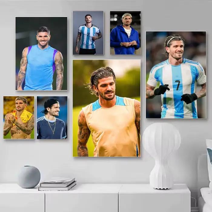 Affiche de football R-Rodrigo De Paul, affiche murale autocollante HD imperméable, idéale pour la maison, le bureau, le dortoir, cadeau