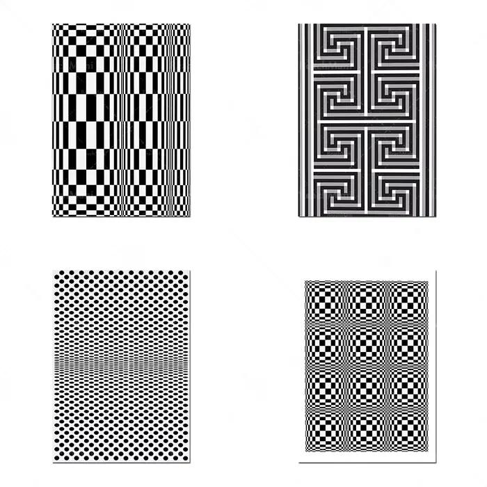 Art d'illusion d'optique: impressions géométriques abstraites en noir et blanc, impressions d'art contemporain, peintures murales scandinaves modernes, geo moderne