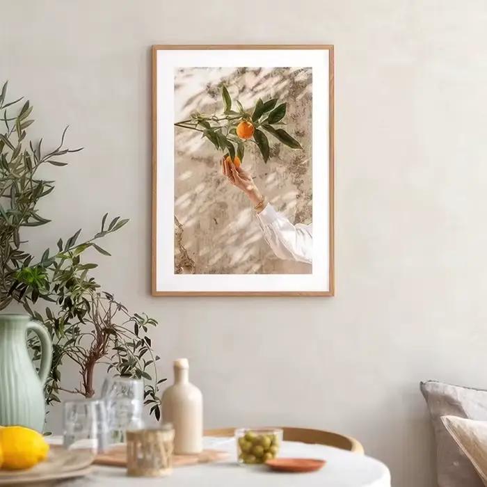 Affiche imprimée de récolte de fruits, citron, Olive, voitures et plantes, paysage, peinture sur toile d'art mural, décoration de salon de maison, automne
