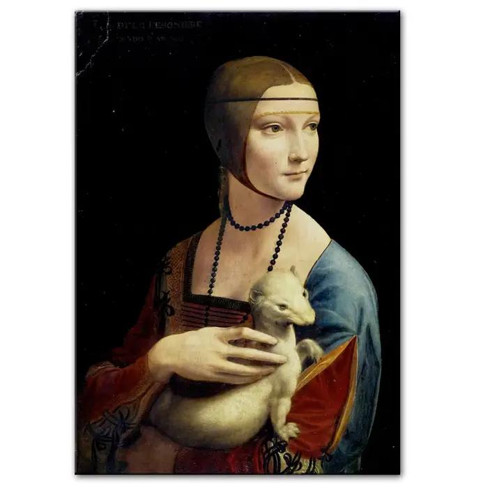 La dame avec une Ermine toile Art peintures reproductions sur le mur par Leonardo Da Vinci célèbre