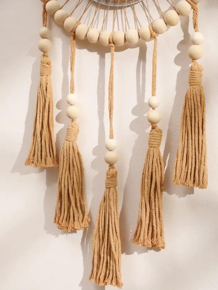 Miroirs décoratifs en perles de bois tissées à la main