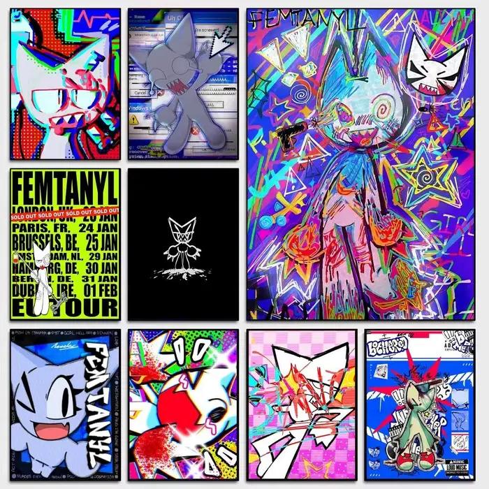 Affiche d'art autocollante amusante et mignonne F-Femtanyl