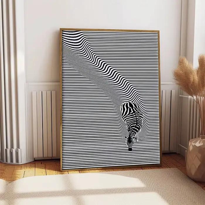 Affiche de zèbre rayé noir et blanc