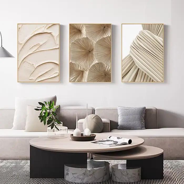 Peinture à l'huile abstraite de plage brune imprimée sur toile