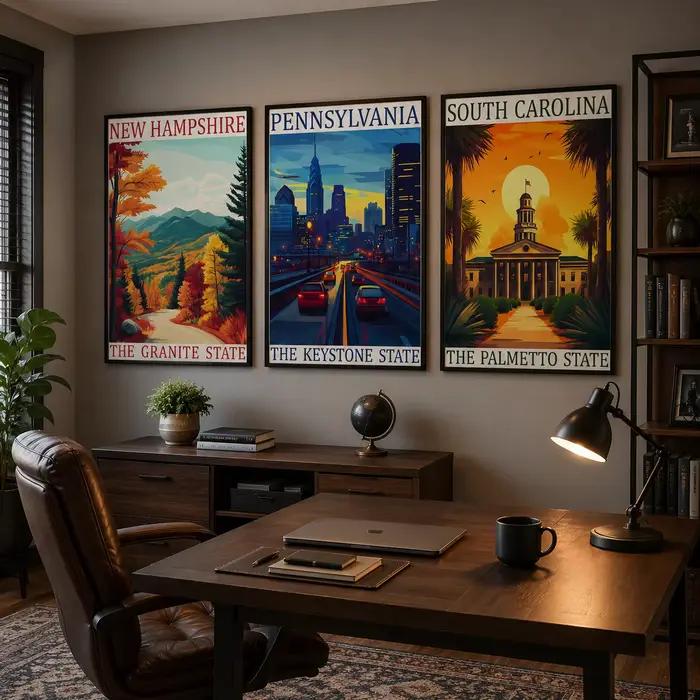 Art mural de paysage, peinture sur toile de paysage occidental