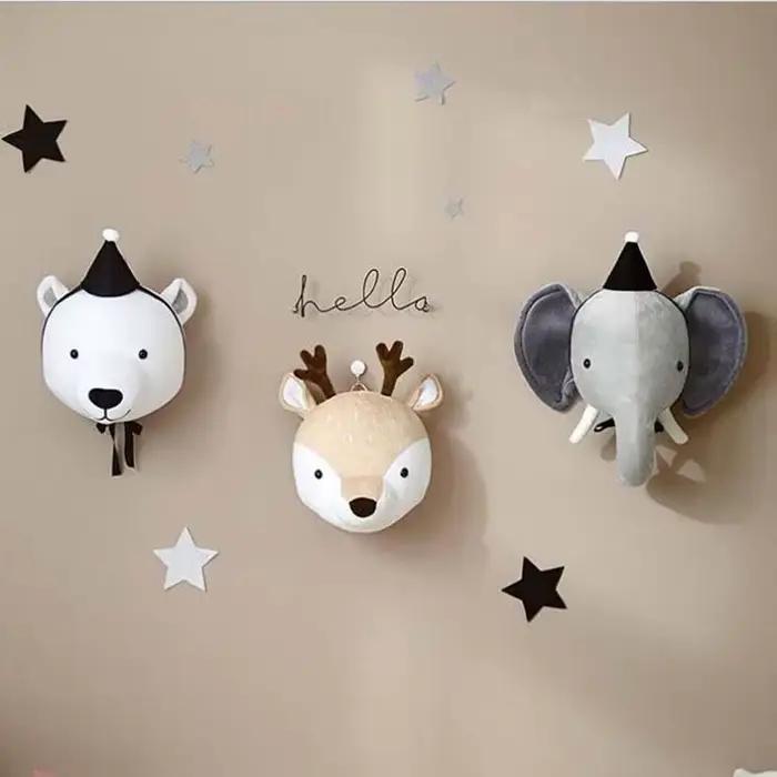 Éléphant licorne ours 3D tête d'animal tenture murale enfants chambre d'enfants décoration