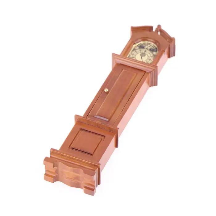 Horloge de grand-père en bois pour maison de poupée 1:12