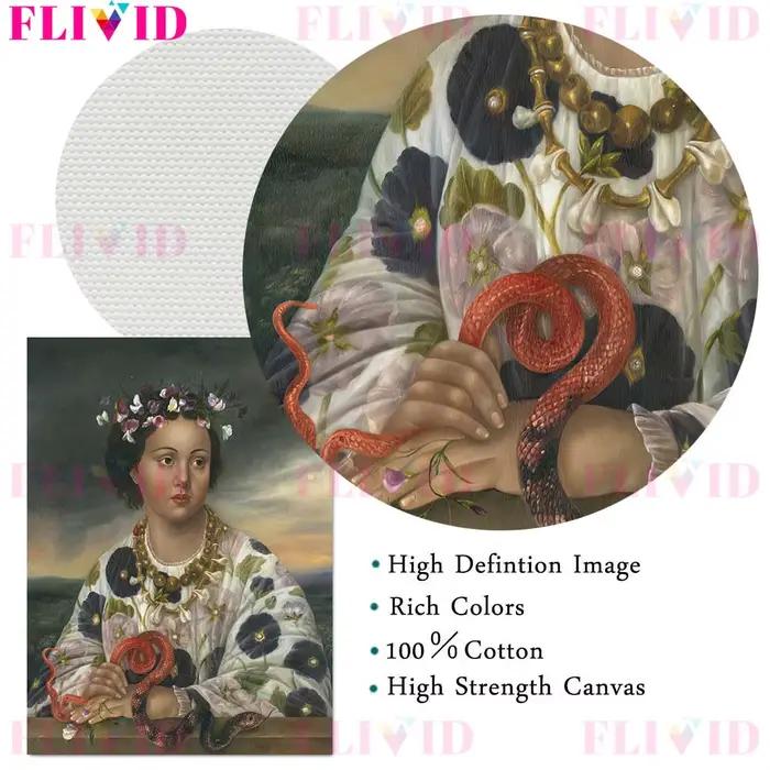 Adolescent portant des couronnes de fleurs victorien Vintage mur Art toile peinture nonne avec Bouquet Art abstrait affiche imprimer décor à la maison