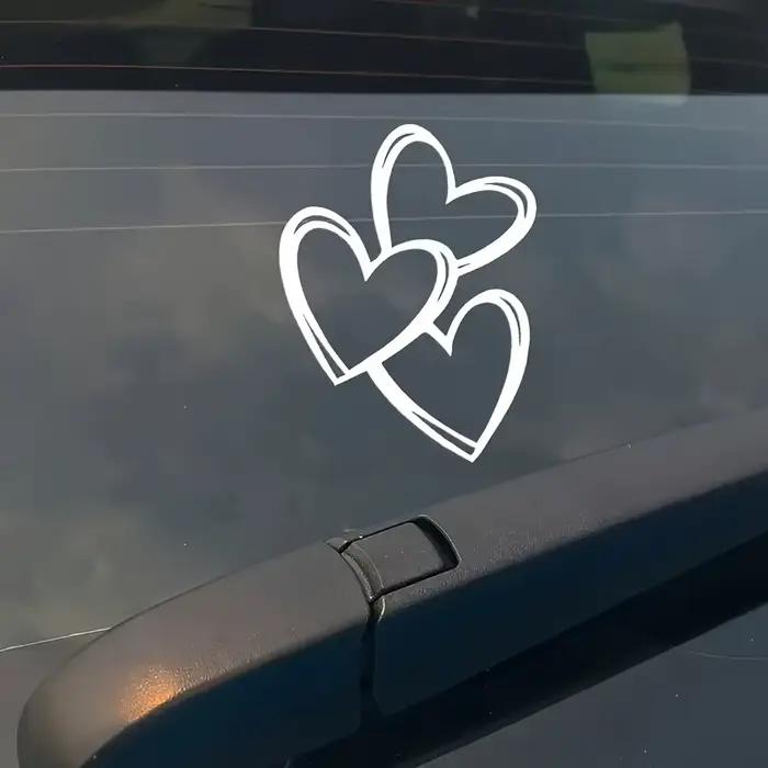 1 autocollant en vinyle en forme de cœur entrelacé - Autocollant rose brillant sur le thème des dessins animés, accessoire de voiture en forme de cœur