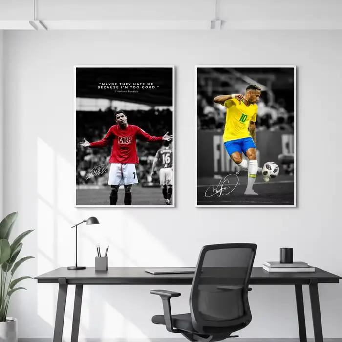 Affiche murale vintage esthétique avec portrait de joueur de football