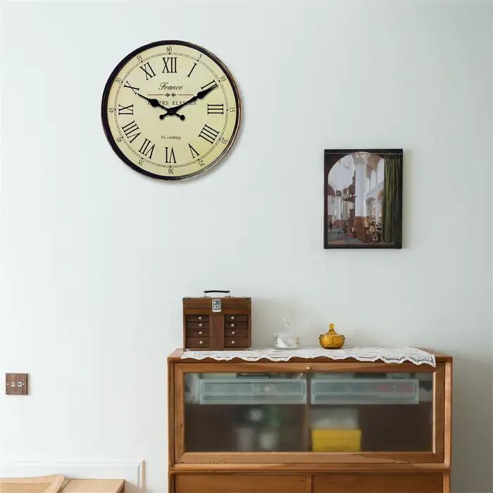 Horloge murale en bois à motif français « 16 siècle » salon chambre cuisine décoration de la maison horloge murale horloge à quartz silencieuse cadeau de vacances 10 pouces 12 pouces 14 pouces 16 pouc