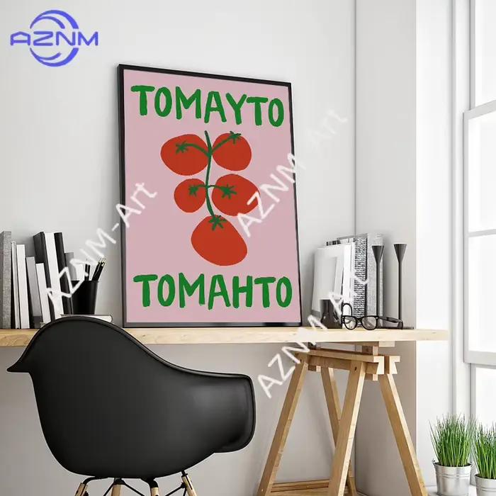 Affiche d'art sur toile avec illustration de petit-déjeuner pimenté et tomate