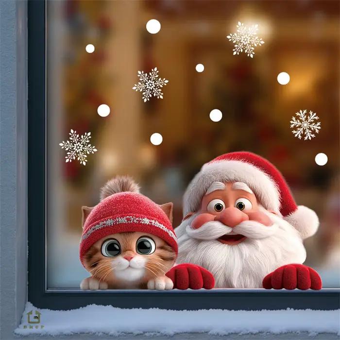 Autocollant en verre du père noël