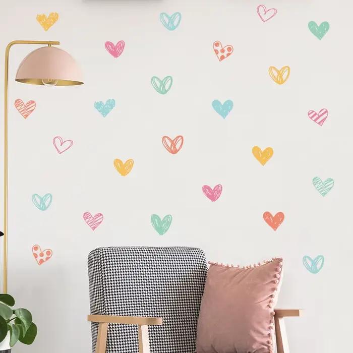Nouveaux autocollants muraux coeur colorés différentes formes coeurs Art stickers