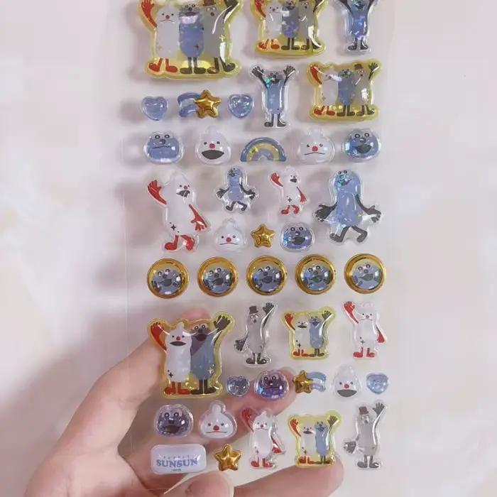 Autocollant transparent en relief 3D style rétro alimentaire dessin animé