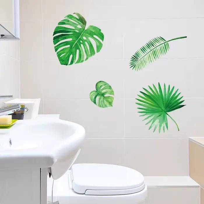 Autocollant mural en forme de feuilles de plantes vertes