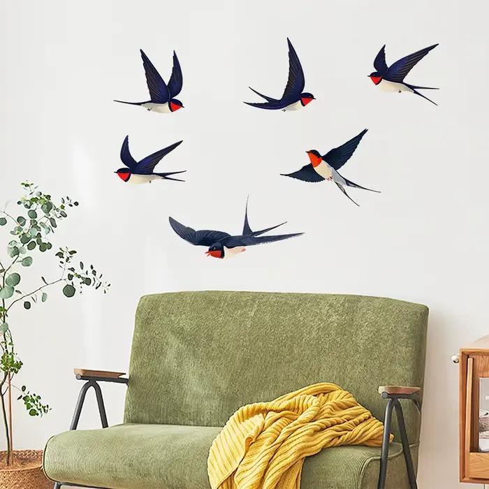 Décoration murale auto-adhésive Flying Swallow pour salon