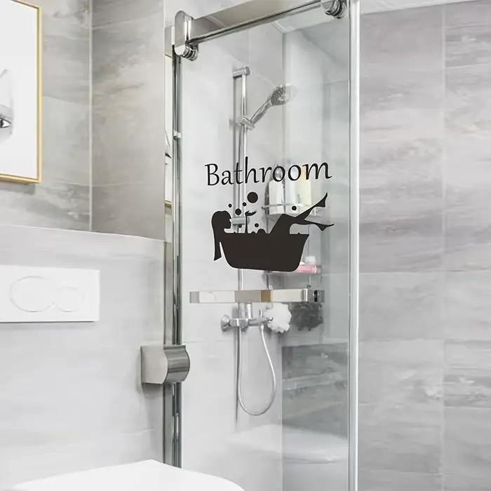Autocollant mural auto-adhésif pour salle de bain – Design de baignoire et de bulles
