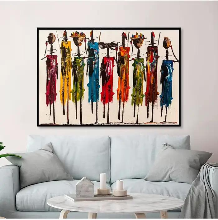 Peinture à l'huile abstraite de femme africaine sur toile