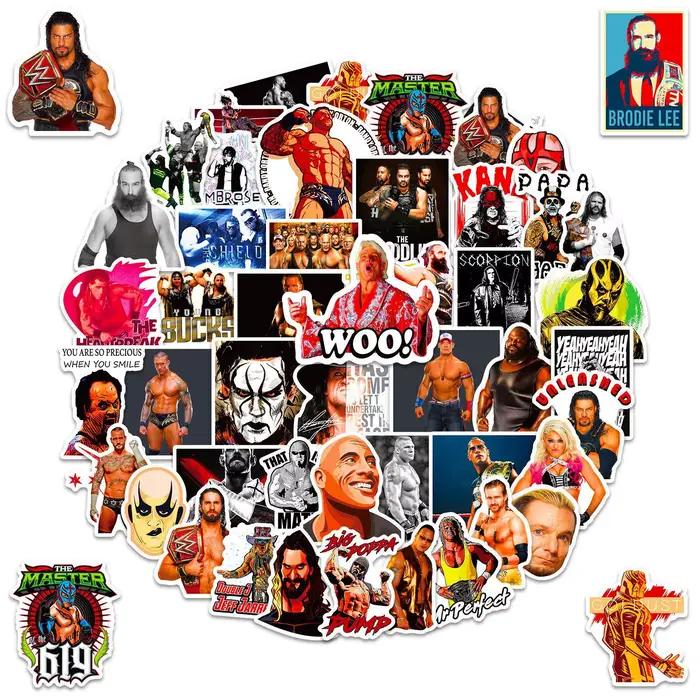 10/50 PIÈCES Lutte Graffiti Autocollants Lutte Dessin Animé WWE Autocollants Drôle Combat Autocollants Bagages Ordinateur Portable Guitare Voiture Vélo Planche À Roulettes