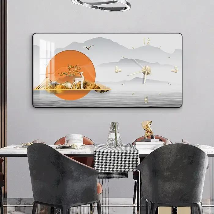 Horloge murale rectangulaire en porcelaine de cristal