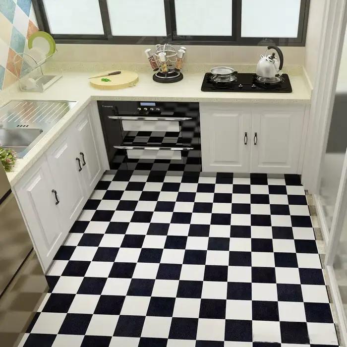 Tapis de sol auto-adhésifs pelables, autocollants de carreaux de cuisine, épais, résistant à l'usure, non ald, imperméable, douche, décoration d'intérieur