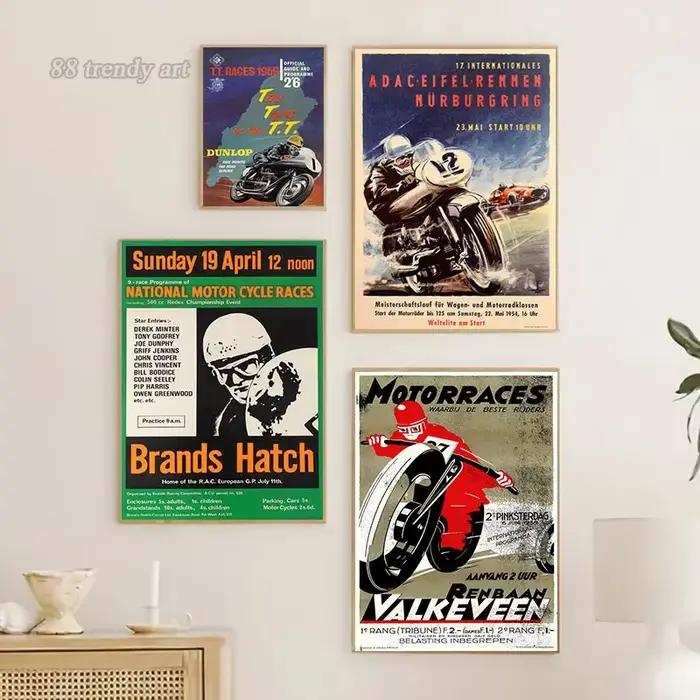 Affiches de championnat du monde de courses de motos Vintage 24 heures