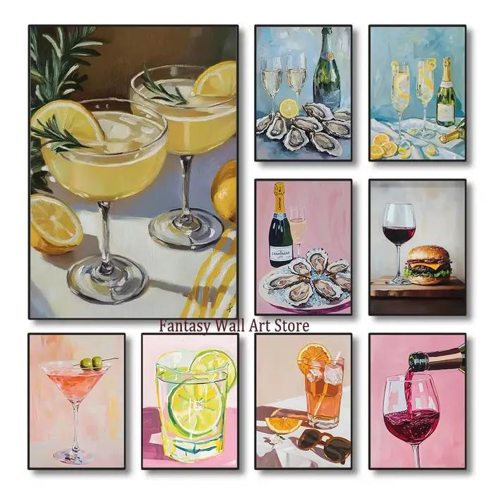 Nourriture cuisine Cocktail vin Art décor toile impression affiche cuisine salle à manger salon esthétique décoration murale Foodies imprime