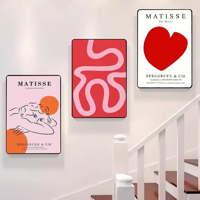 Affiche de fleurs de carte de muses Matisse roses abstraites, art HD, mur collant, étanche, décoration esthétique pour la maison, le salon, la chambre à coucher, le bar