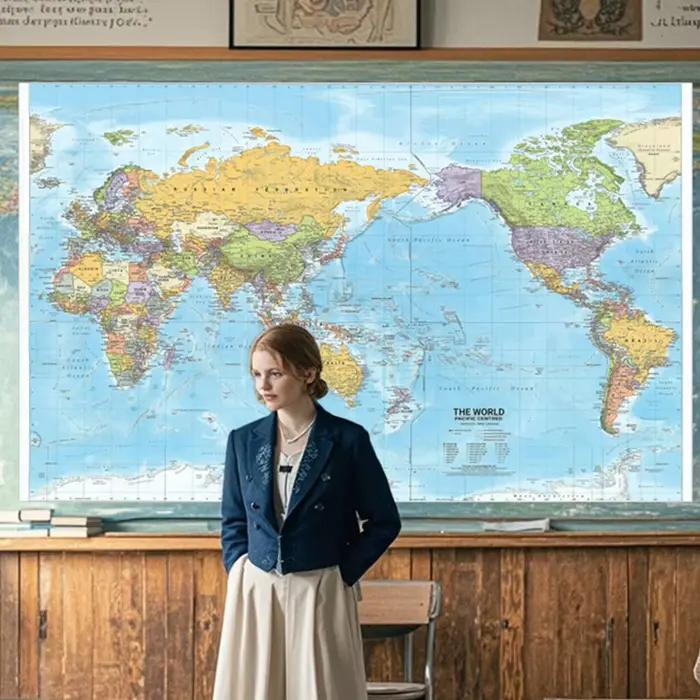 Carte du monde 2012 tissu grand affiche impression tenture murale Art fond graphique décor fournitures de voyage en anglais multi taille