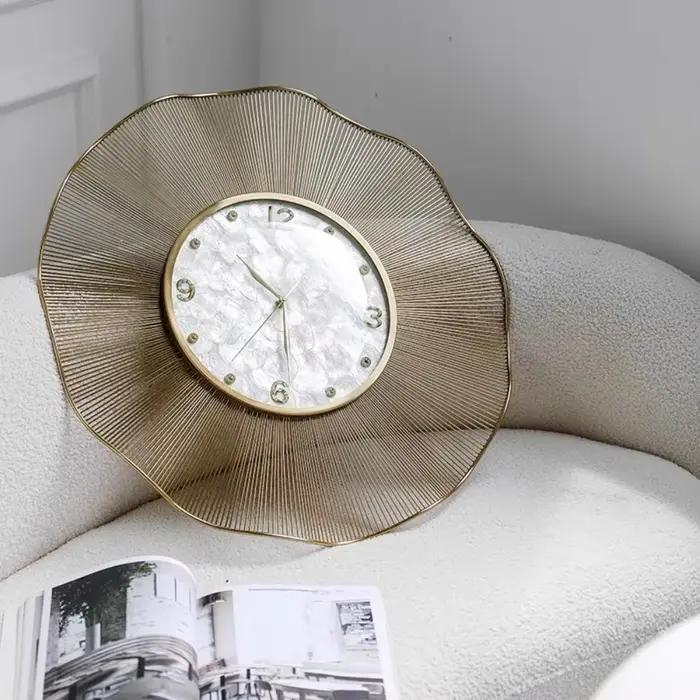 Horloges murales au Design nordique salon moderne Horloge murale ronde de luxe Unique silencieux Pendule