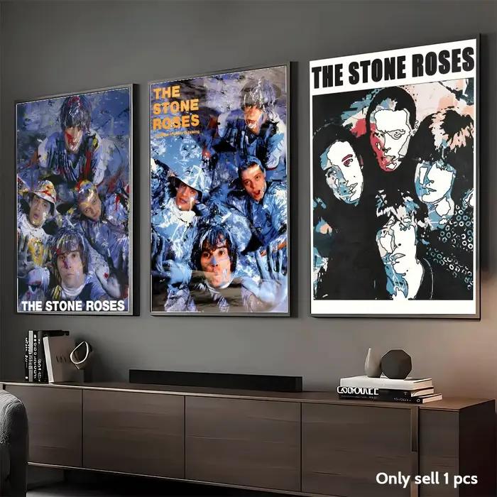 Affiche sur toile avec peinture et calligraphie de la groupe The S-Stone Roses