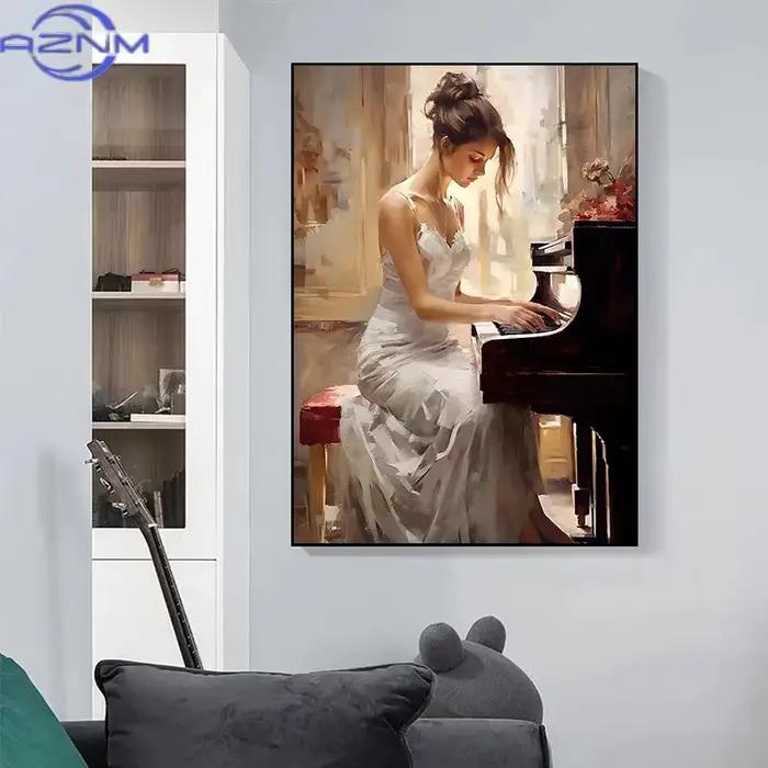 AZNM Impression sur toile de peinture à l'huile vintage élégante représentant une femme