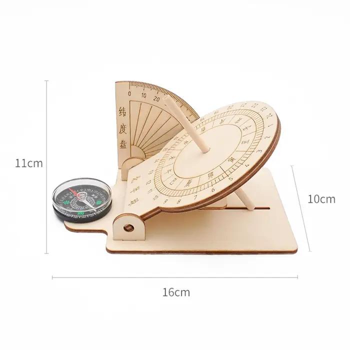 Horloge solaire équatoriale à monter soi-même, construction en bois, modèle scientifique, aide pédagogique, jouets éducatifs pour enfants, accessoires de bureau