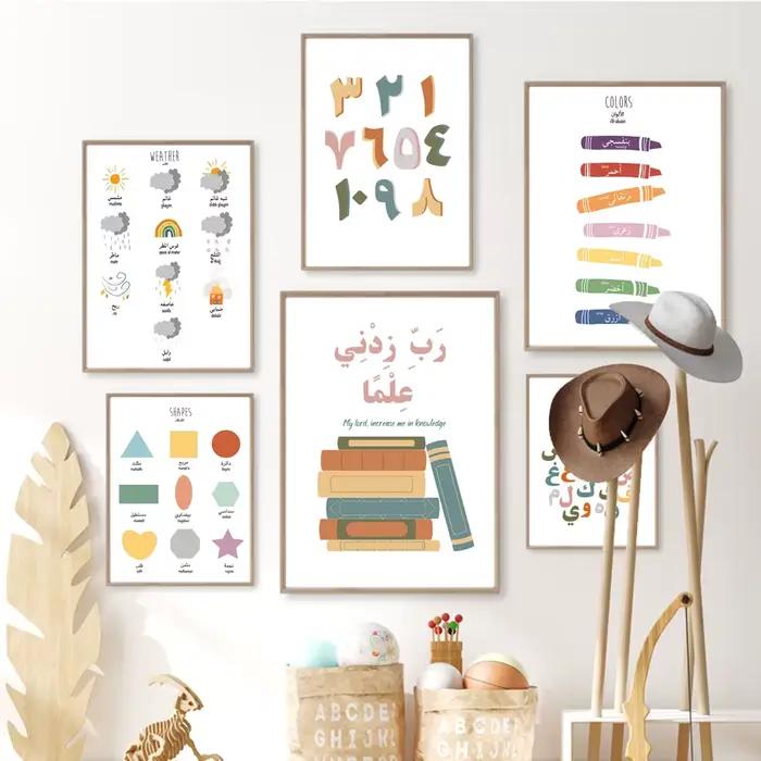 Alphabet arabe coloré, apprentissage éducatif