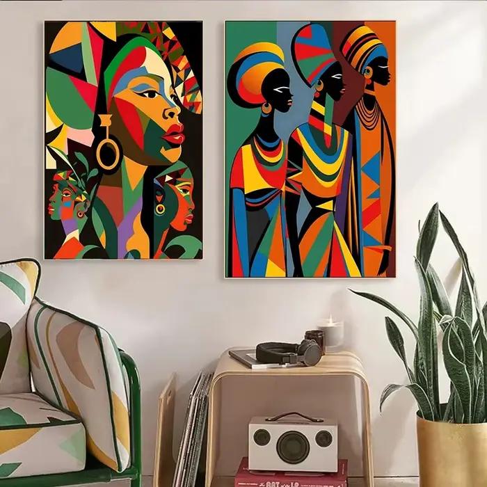 Peinture sur toile de portrait de femme africaine de style national