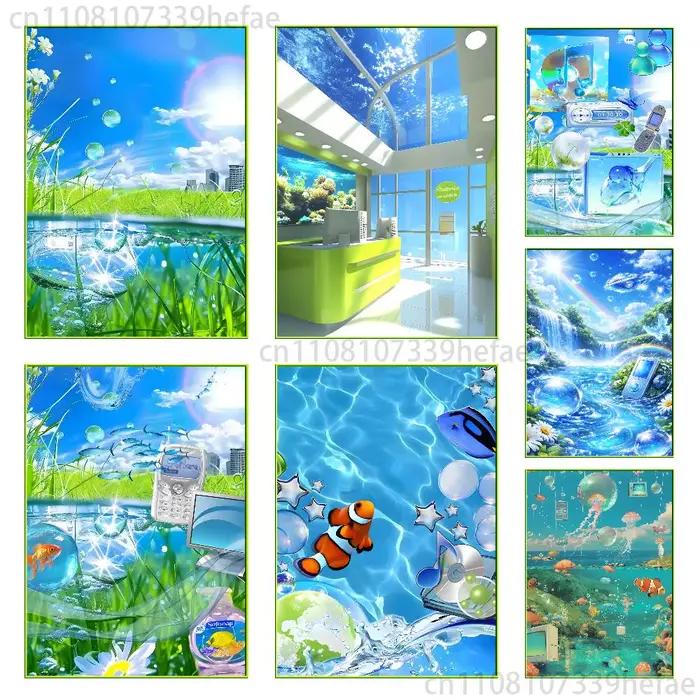F-Frutiger Aero Art – affiche murale autocollante pour bureaux