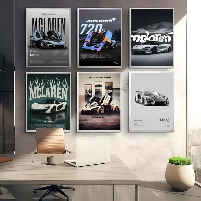 Supercar M-McLaren-ES Cool affiche autocollant parfait art auto-adhésif conçu pour les espaces de bureau à manger à la maison