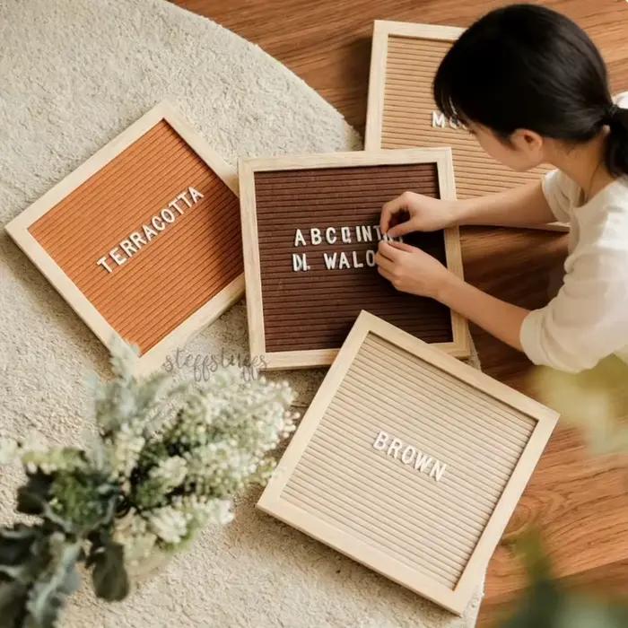 Tableau de lettres en bois et feutre DIY