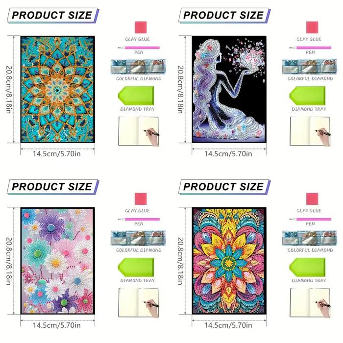 Mosaïque de peinture au diamant pour femmes adultes, cristal peint, motif floral en or, cuir, journal intime, carnet de croquis