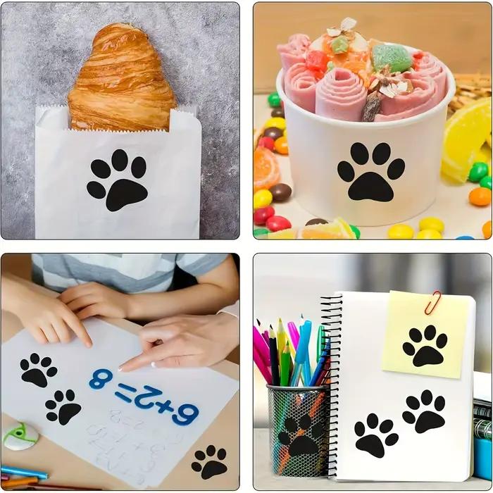 500 autocollants transparents imprimés de pattes – étiquettes décoratives auto-adhésives solides pour animaux de