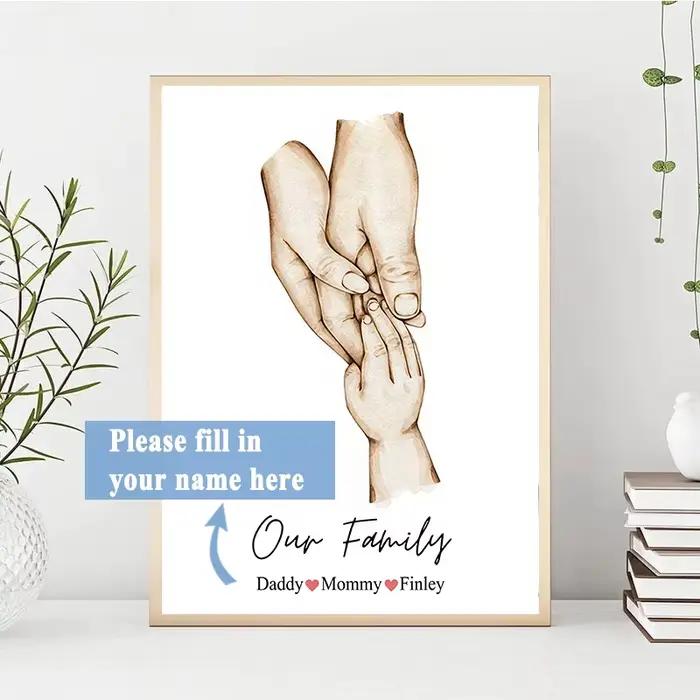 Affiche personnalisée à main de famille