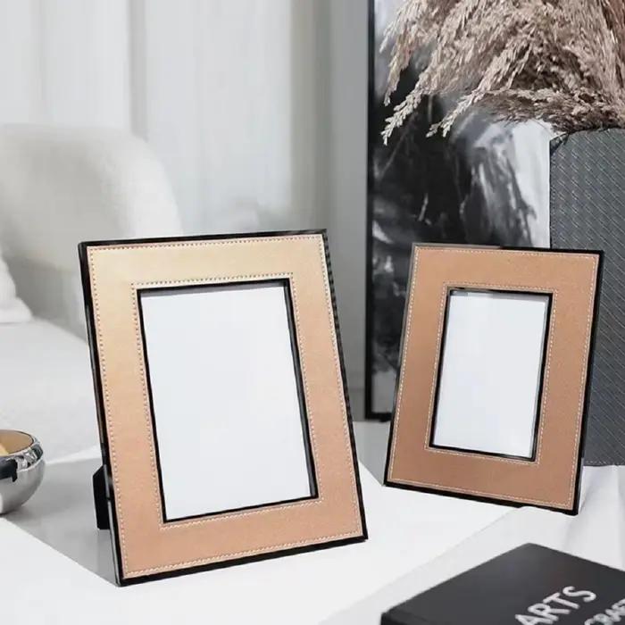 Cadre photo en cuir de luxe moderne, objet de décoration pour la maison