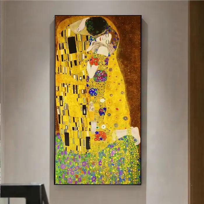 Gustav Klimt le baiser peintures à l'huile classiques imprimer sur toile affiches d'art et imprimés