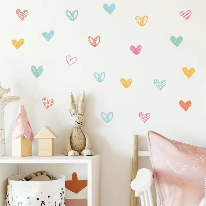 Nouveaux autocollants muraux coeur colorés différentes formes coeurs Art stickers