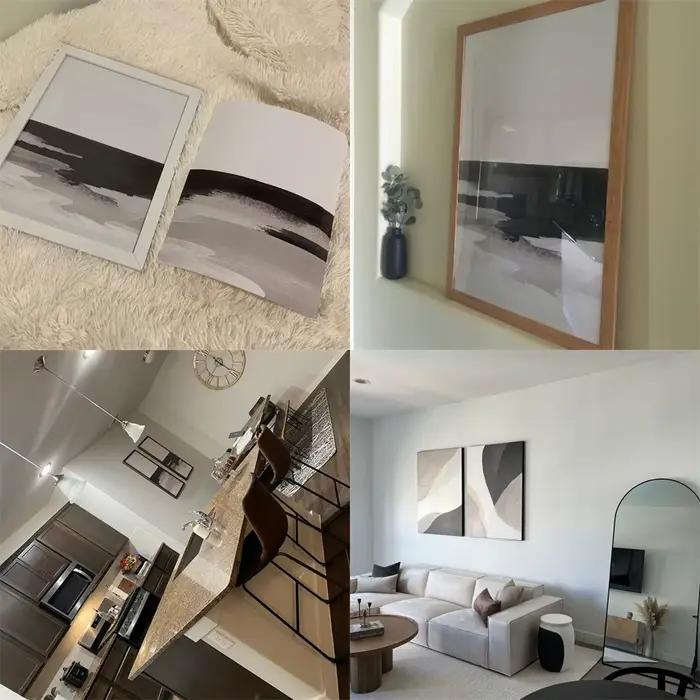 Grande affiche de peinture abstraite beige